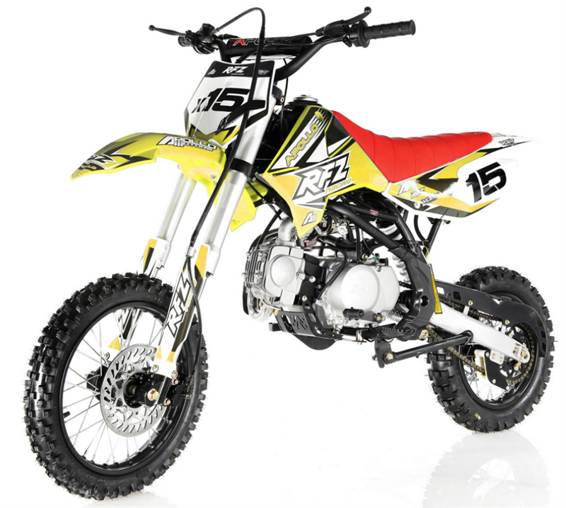 Apollo 125 RFZ X15 Dirt Bike, 4-Speed Manual Pit Bike, (14/12) - Powersports Warehouse