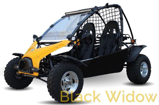 Black Widow Buggy Go Kart, CVT Trans with Reverse, Alloy Wheels, Windshield - Powersports Warehouse