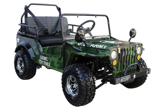 Deluxe Willys Mini Jeep 125cc Go Kart, 3-speed with Reverse, New Rear Mounted Engine - Powersports Warehouse