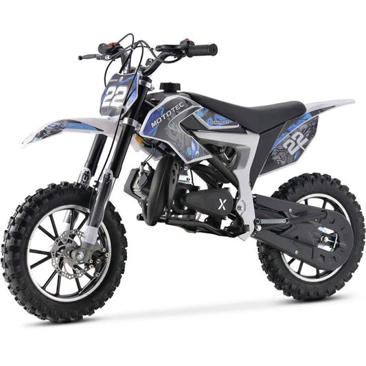 Demon Kids Dirt Bike, 50cc 2-Stroke Gas, Blue - Powersports Warehouse