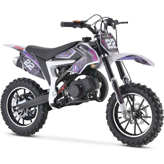Demon Kids Dirt Bike, 50cc 2-Stroke Gas, Purple - Powersports Warehouse