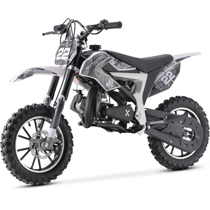 Demon Kids Dirt Bike, 50cc 2-Stroke Gas, White - Powersports Warehouse