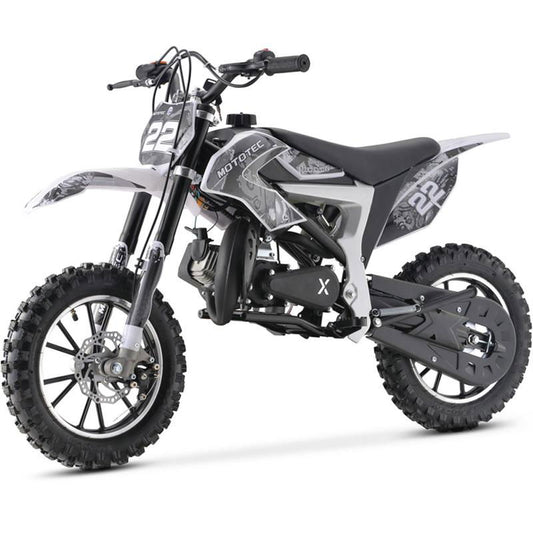 Demon Kids Dirt Bike, 50cc 2-Stroke Gas, White - Powersports Warehouse