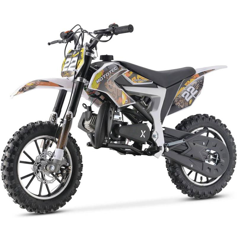 Demon Kids Dirt Bike, 50cc 2-Stroke Gas, Yellow - Powersports Warehouse