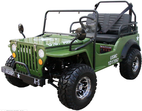 Jeep Go Kart, 125cc Gas Engine, 3-speed with Reverse - Powersports Warehouse