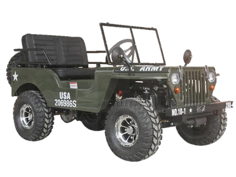 Mini Jeep 125cc Go Kart, 3-speed with Reverse, Steel Wheels, Front Mounted Engine - Powersports Warehouse