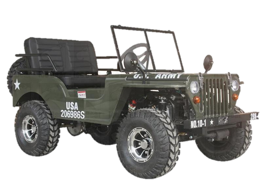 Mini Jeep 125cc Go Kart, 3-speed with Reverse, Steel Wheels, Front Mounted Engine - Powersports Warehouse