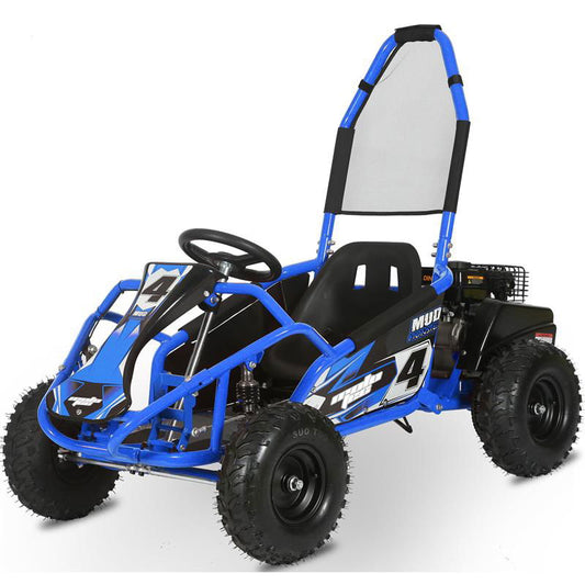 Mud Monster Kids GAS Powered 98cc Go Kart Full Suspension, Blue - Powersports Warehouse