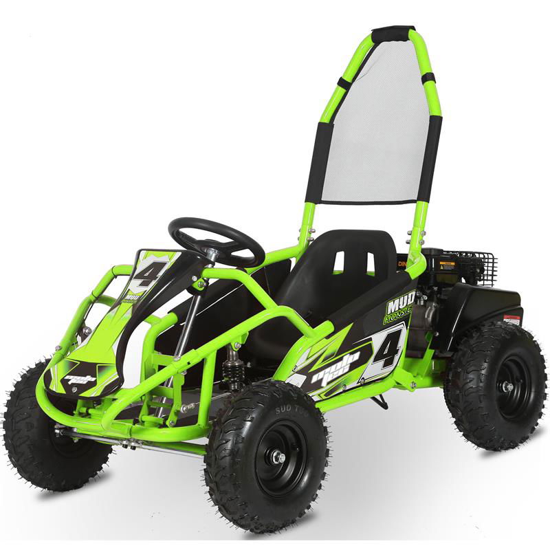 Mud Monster Kids GAS Powered 98cc Go Kart Full Suspension, Green - Powersports Warehouse