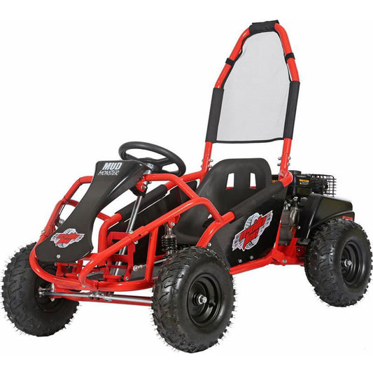 Mud Monster Kids GAS Powered 98cc Go Kart Full Suspension, Red - Powersports Warehouse