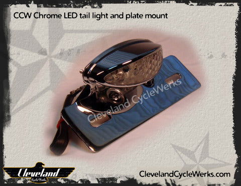 Renegade Bobber Fender Mount Tail Light CHROME with license plate mount - Powersports Warehouse