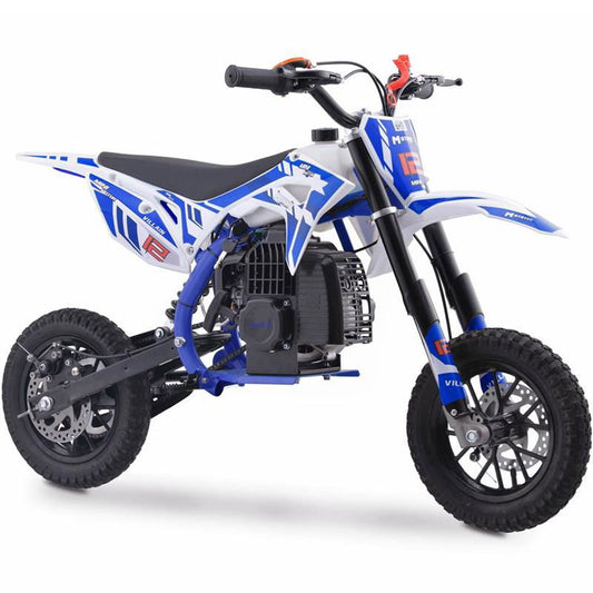 Villain Kids Dirt Bike, 52cc 2-Stroke Gas, Blue - Powersports Warehouse