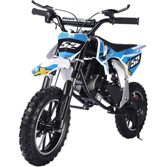 Warrior 52cc 2-Stroke Kids Gas Dirt Bike, Blue - Powersports Warehouse